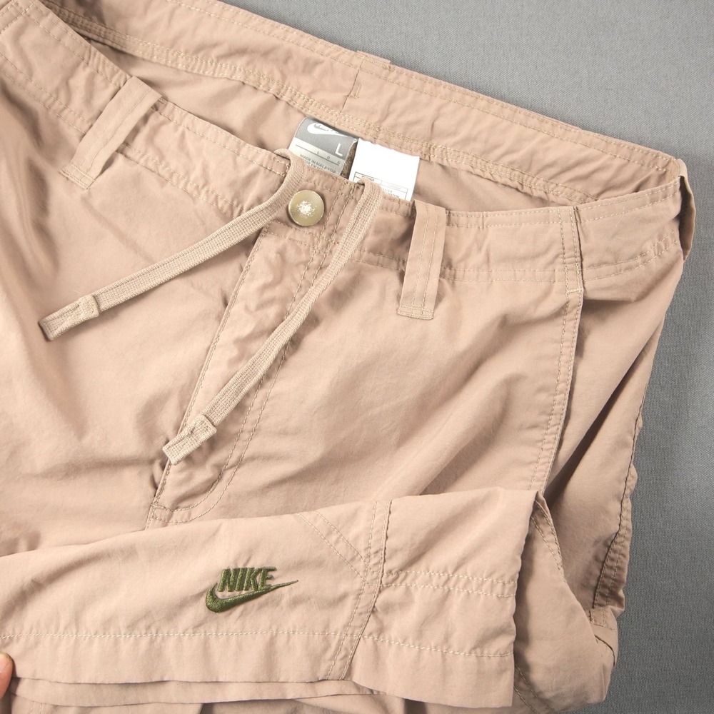 Gray Tag Vintage Nike Cargo Shorts Lightweight Utility Drawstring Mens L 11"